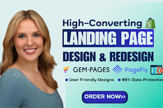 design shopify landing page, gempages, zipify, clickfunnels product landing page