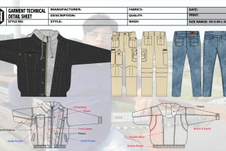 design clothing tech packs, sewing tech packs and factory ready tech pack