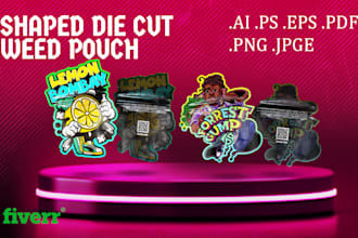 design die cut ,custom shaped weed, cannabis mylar bag pouch