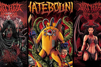 create dark art metal illustration for tshirt and merch