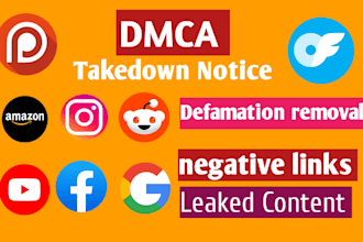 takedown remove unwanted harassing defaming reddit,google,amazon,fb by dmca
