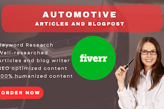 write SEO automotive articles or blogs posts for your cars, bikes and autoparts
