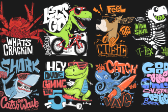 make cartoon t shirt design and illustration