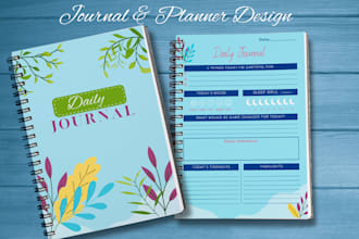 design digital journal, daily planner, printable planners and journals