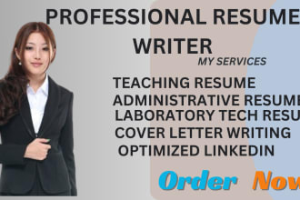 write a teaching resume, laboratory tech resume, cover letter, linkedin