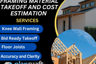 provide wood framing, lumber material takeoff, and cost estimation