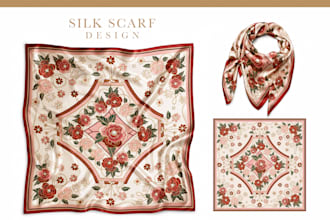 design custom scarf patterns, silk scarf and textile designs