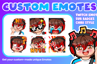 design cute custom twitch and discord emotes for you