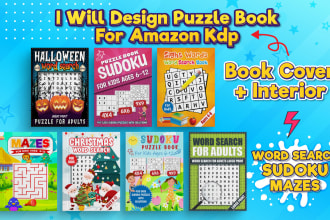 make activity book word search mazes sudoku cover for KDP amazon