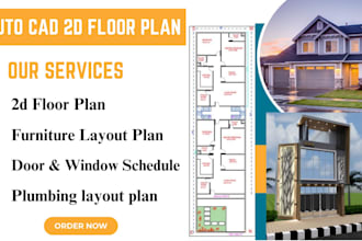 do autocad 2d floor plan design services fast  perfect