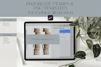 give you my procreate stamps and png templates for fashion illustration