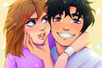 draw couple group portrait in my disney style