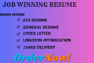 write you a professional ats friendly resume, cover letter and linkedin opt