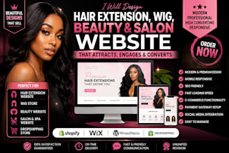 design hair extension, beauty, wig and salon website