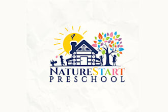 catchy nature preschool logo design
