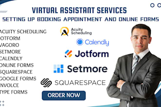 be your expert for acuity, calendly, vagaro, jotform, and squarespace scheduling