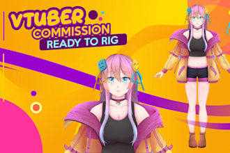 draw anime live2d character vtuber design ready to rig