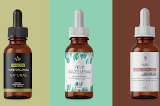 create beautiful cosmetic labels for hair oil and serum bottles