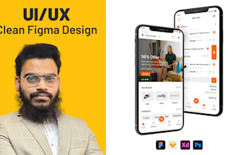 design ecommerce website, clean mobile app UI UX design, and figma prototype