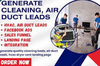 generate quality cleaning leads, air duct leads, hvac dryer vent landing page