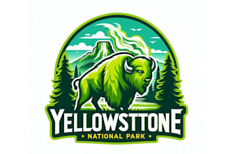 design awesome yellowstone national park mascot logo for you