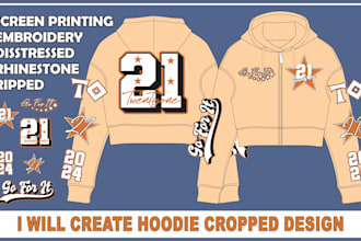 make urban hoodie zipper, cropped streetwear clothing design