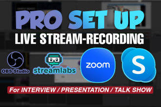 set up live stream recording obs studio for zoom or skype