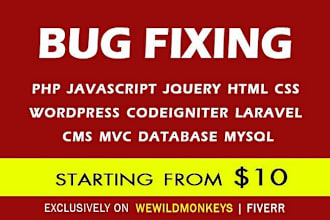 develop or fix bugs, errors in PHP, laravel, codeigniter, mysql and HTML CSS