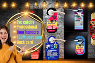 design real estate, corporate, cleaning door hangers,rack card or eddm, hang tag