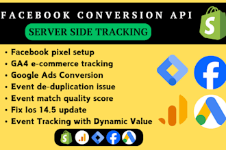 setup server side tracking shopify, facebook capi, conversion api, fb pixel, ga4