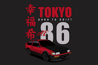 draw vector car illustrations for t shirt design