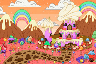 illustrate fantasy themed landscapes for you