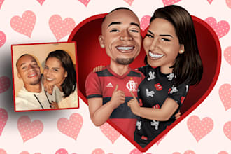 draw funny couple caricatures for you