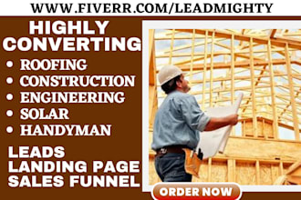 roofing construction solar hvac solar engineering handyman leads landing page