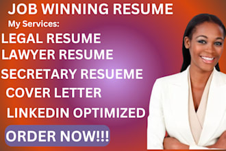 write a legal resume, lawyer resume, secretary resume, cover letter, linkedin