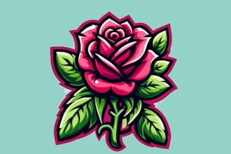 make an amazing rose flower mascot logo design with express deliver
