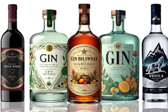 design label,logo for gin,wine,whiskey,vodka,beer,tequila,rum,spirit,mead,water