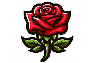 design outstanding red rose flower mascot logo for your business