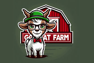 modern unique goat farm mascot logo design for you company