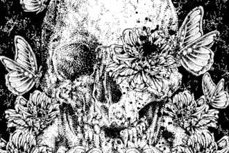 draw dotwork detailed dark art, metal, horror illustration