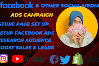 create, ads for fb page and manage social media for store