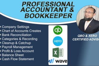 do bookkeeping and accounting using quickbooks online, xero, wave, excel, tally