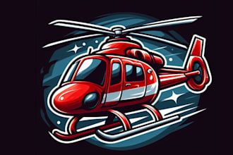 create amazing red helicopter mascot logo design for your company