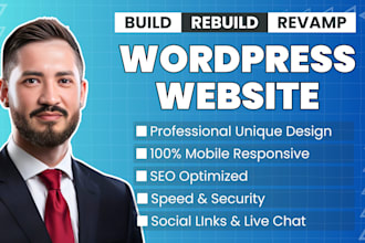 build, rebuild, redesign responsive wordpress website design elementor pro