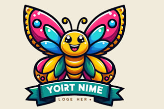 creative unique butterfly mascot logo design for you with unlimited revision