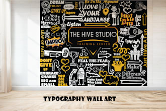 design creative decal, doodle, mural, typography, wall art