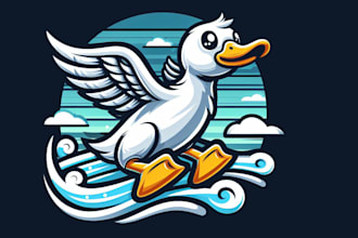 make an amazing flying duck mascot logo design with my on creativity