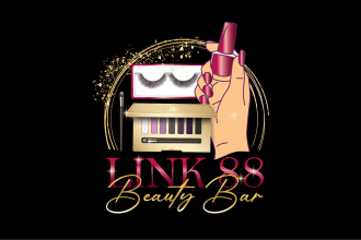 cosmetics, makeup, eyelash, hair and beauty logo design