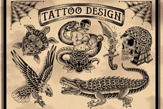 draw t shirt design in traditional tattoo style