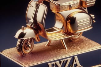 create cute gold miniature ai, 3d model,digital art custom youre name